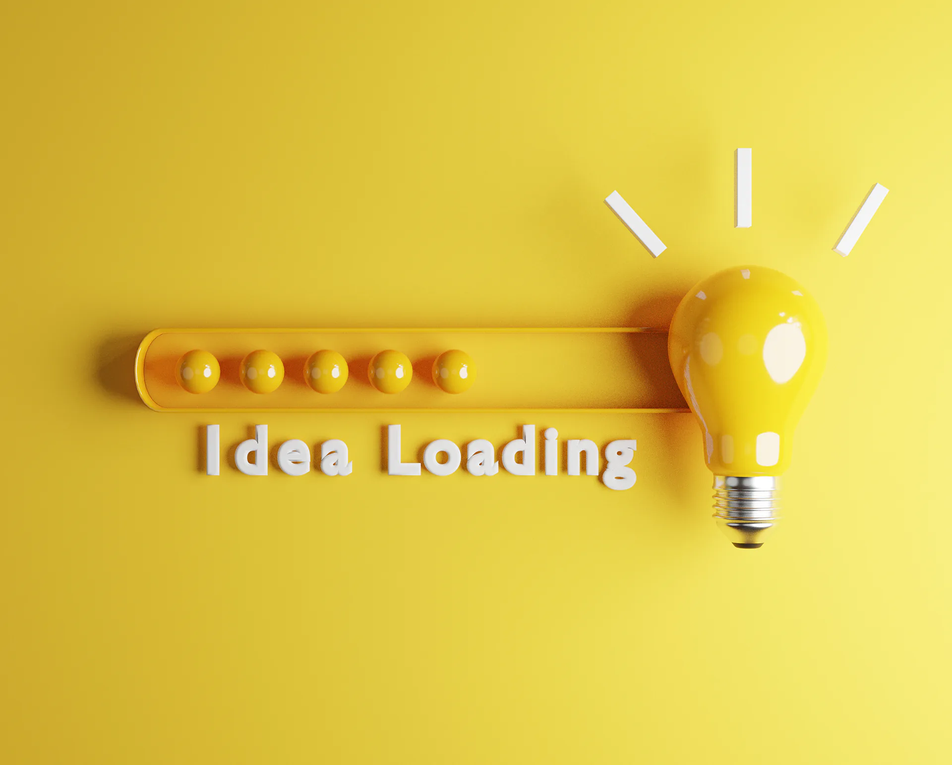 A lightbulb growing brighter with the text "Idea building..."