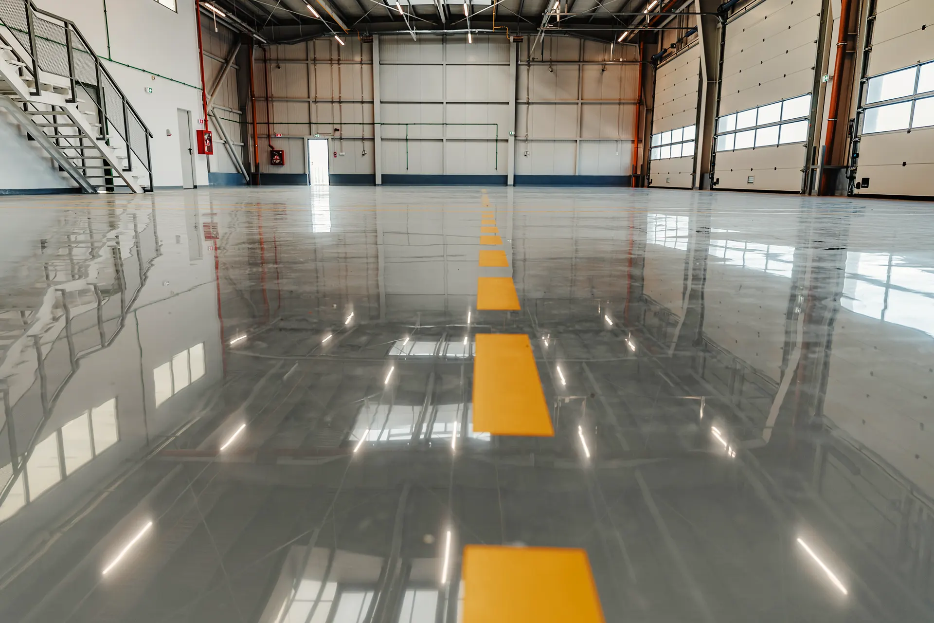 A polished warehouse floor